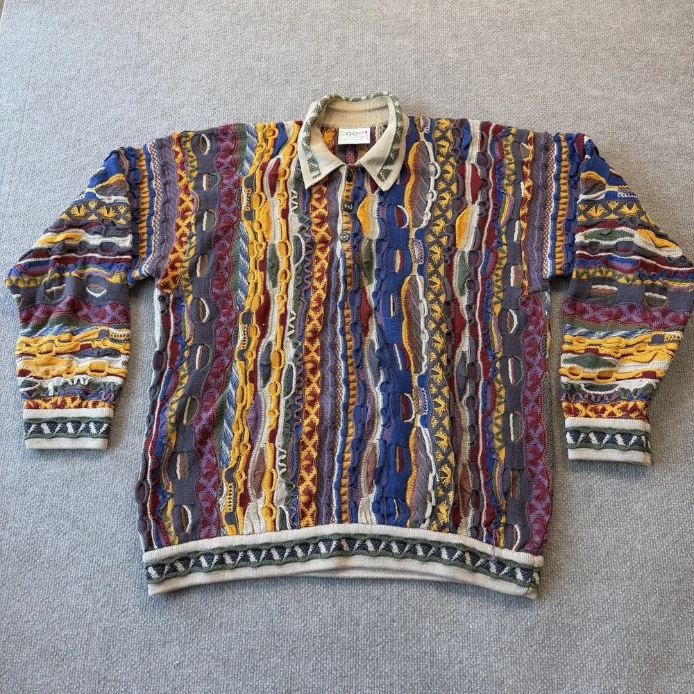 COOGI 100% Cotton Large Sweater Made in AUSTRALIA Multi Colored - Picture 2 of 9